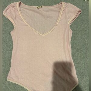 Free people pointelle bodysuit in pink size medium